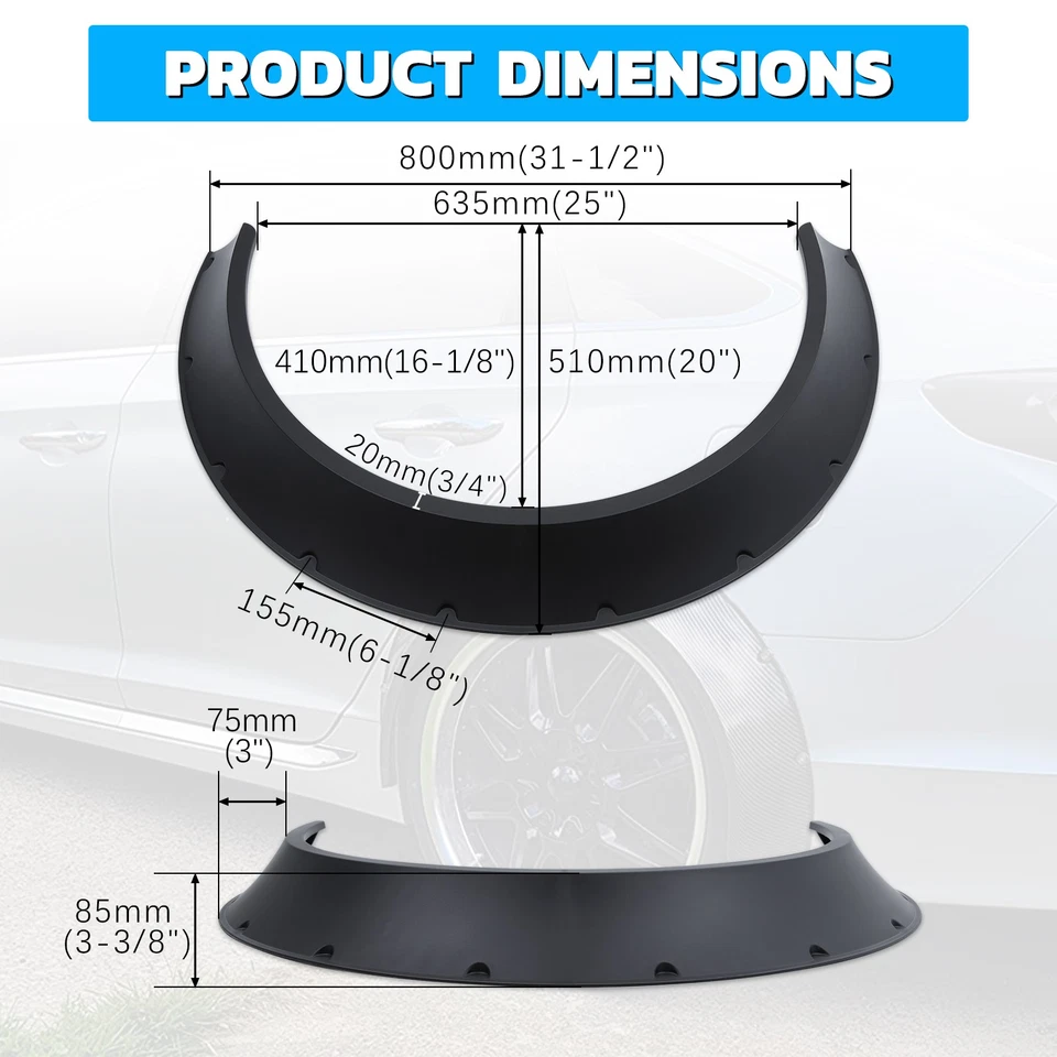 Kit de carrocería extra ancha para guardabarros de 80 mm arcos de rueda negros para Ford Taurus sedán Foto 2 de 4