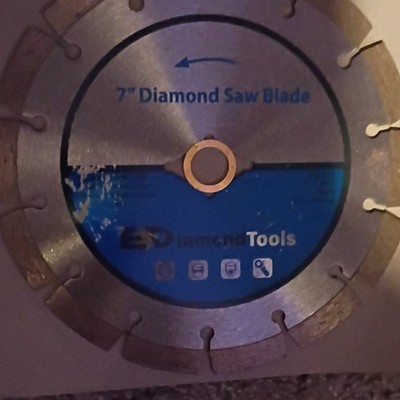 LED Diamond Tools 7'' Diamond Saw Blade, Diamond Material, Silver/Blue
