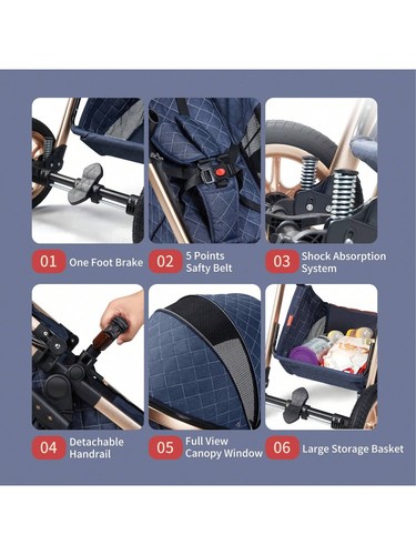 3 in 1 Convertible Baby Stroller with Bassinet Mode Hand-held baskets 6 Gifts - Picture 15 of 16