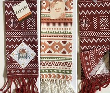 Fall Harvest Thanksgiving 100 Cotton Kitchen Towels 25"x15" Mainstream Lot of 3