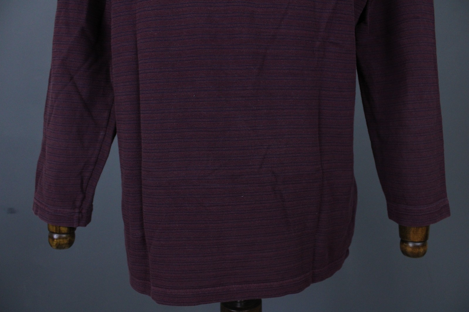 Lacoste Burgundy Striped Cotton Regular Long Sleeve Popover Polo Shirt Size 6 thumbnail 9