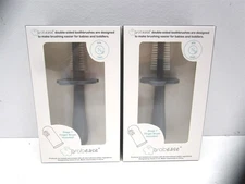 Grabease Toddler Gray Silicone Toothbrush Double Sided with Finger Brush - Qty 2