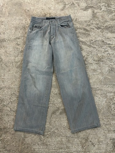 VINTAGE Southpole Jeans Youth Size 14 27x28 Y2K Denim Baggy Wide Leg Blue Tab - Picture 3 of 7