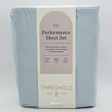 Threshold FULL Size Performance 400 Thread Count 100 Cotton Sheet Set Lt Blue