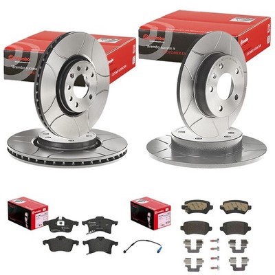 brembo MAX BREMSSCHEIBEN + BELÄGE VORNE+HINTEN passend für OPEL ASTRA H ZAFIRA B