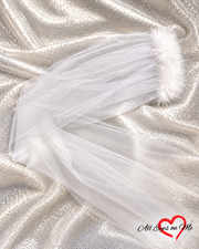 Handmade White Bridal Veil White Feather Hen's Night Bachelorette Party 60cm