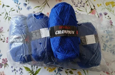 LOT DE 10 PELOTES DE LAINE CHAMPION SPHINX BLEUE - Photo 1/2