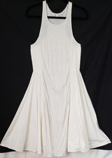 Gap White Sleveless Dress Sz Lg Volumes Midi Skirt Jersey & Twill Cotton NWOT