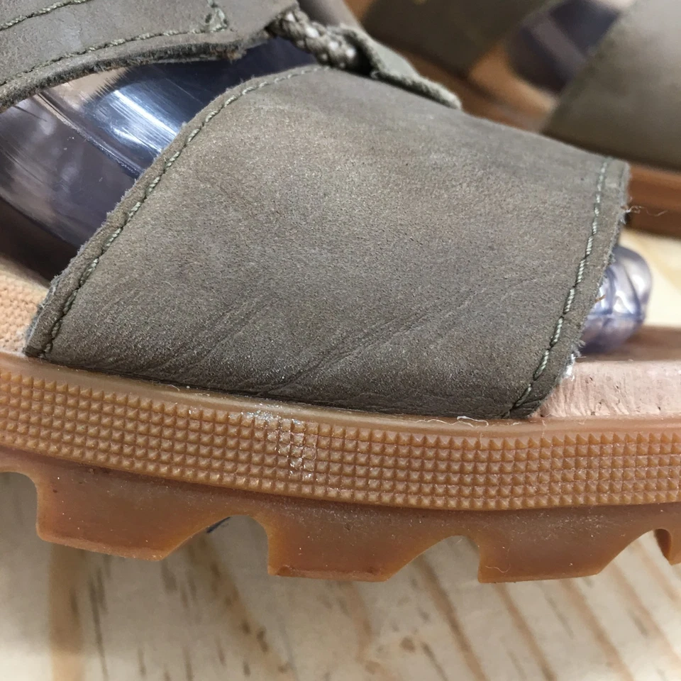 Sandalias Sorel para mujer 7,5 Joanie II gladiador cuero verde tacón de cuña NL3223-365 Foto 4 de 4