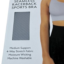 Member's Mark Seamless Racerback Sports Bra Women's Large Soft Silver NIB