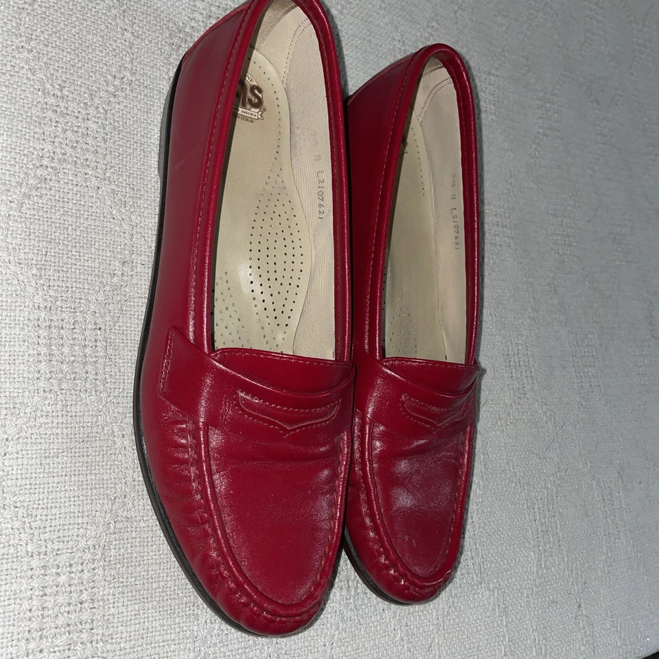 SAS Nursing Shoes Womens Size 9.5 N Red Leather Occupational Clinic - Image 4 of 4