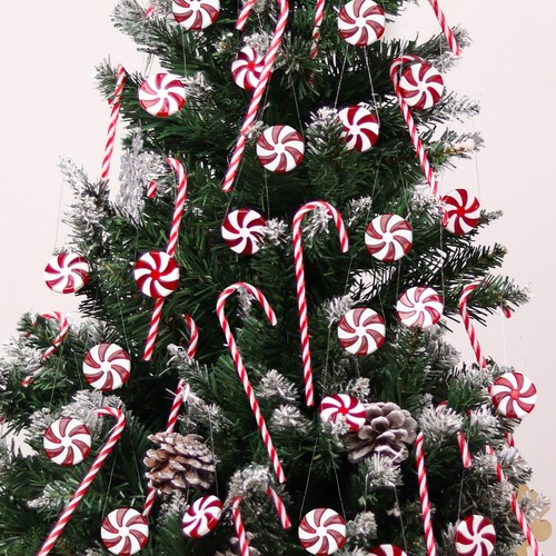 60Pcs Candy Canes Christmas Tree Decorations-Plastic Peppermint Candy Cane - Bild 1 von 9