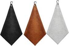 3Pcs Golf Towel Set with Carabiner Clip,11.8x11.8 Inch Absorbent Cleaning Towels