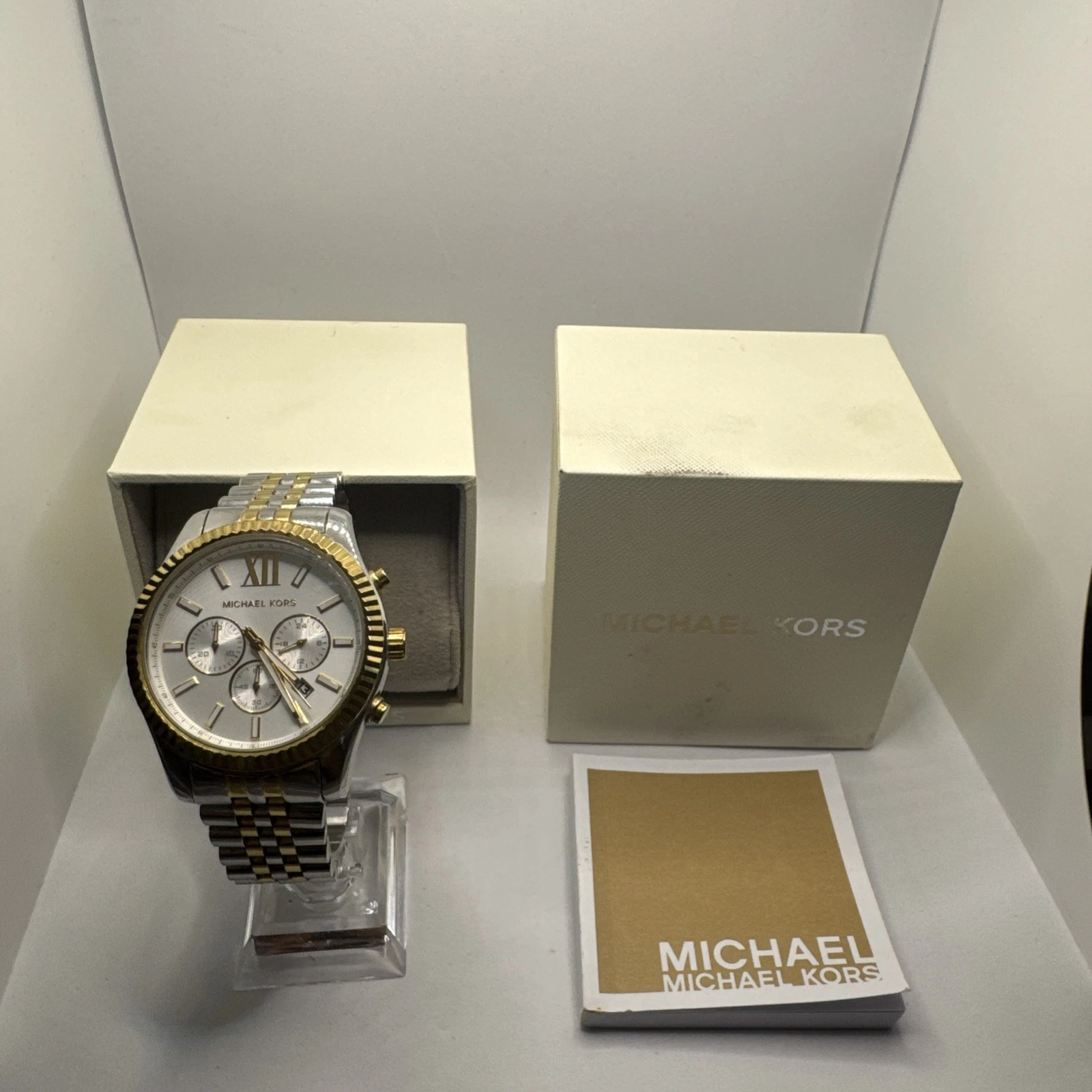 Orologio cronografo uomo bicolore acciaio inox originale MICHAEL KORS MK8344 Lexington