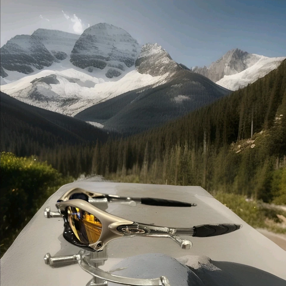 Винтажные солнцезащитные очки X-Metal Splice в серебристой черной оправе с огненными линзами Y2K сделано в США - Изображение 2 из 4