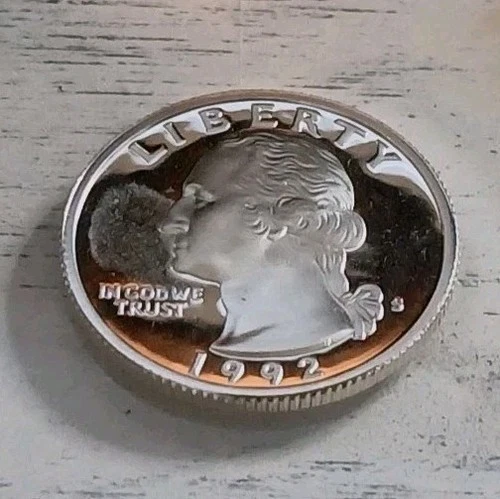 1992-S 90% Silver Dcam Proof Washington Quarter (Surface Damage)