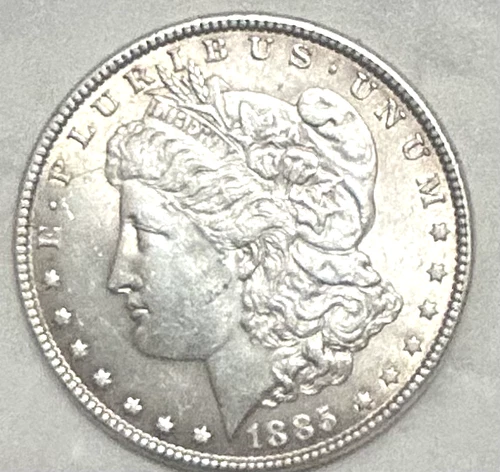 1885 Morgan Silver Dollar Coin, AU details, Incredible Condition 90% Silver