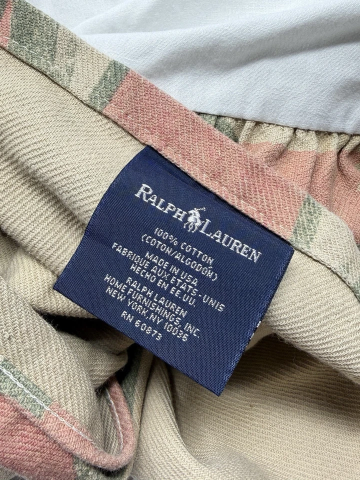 "Falda de cama completa vintage Ralph Lauren arena blanca suroeste verde rosa 15,5""" Foto 4 de 4