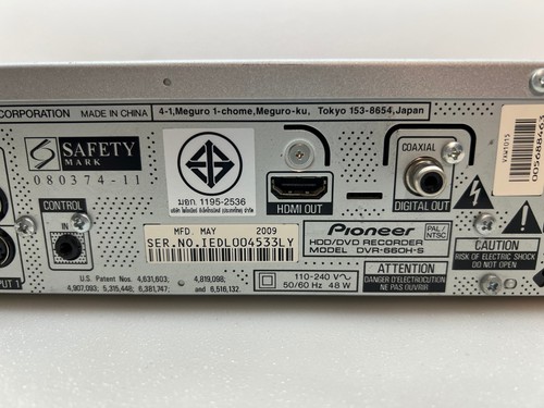 Pioneer DVR-660H-S HDD DVD Recorder Free Shipping - Picture 5 of 5
