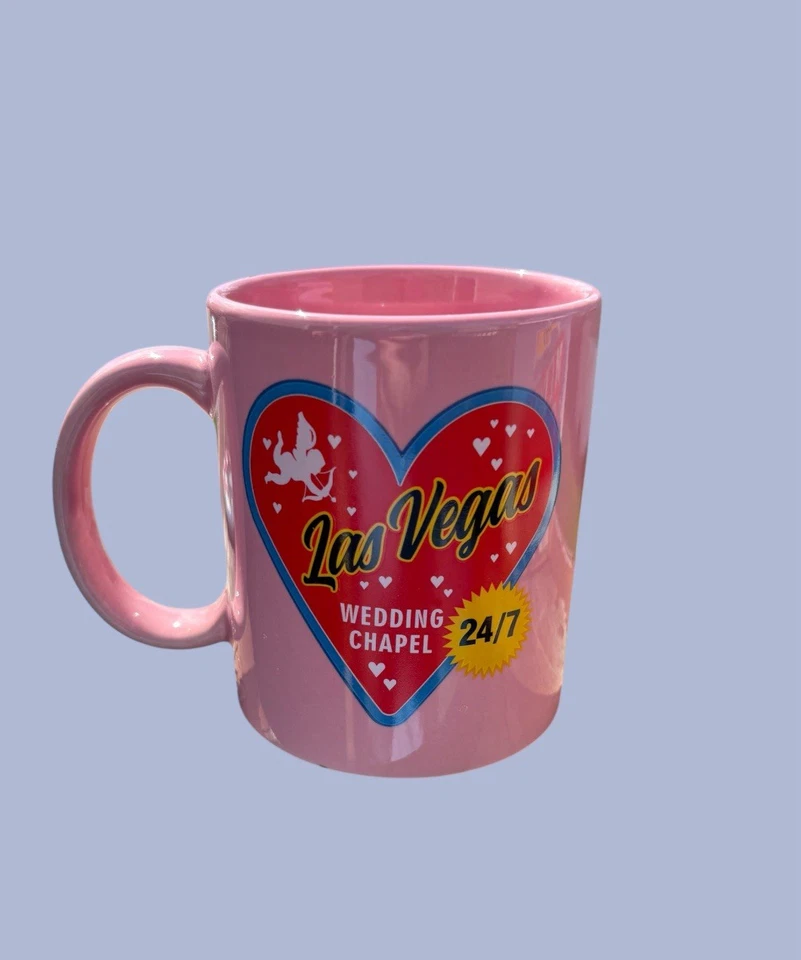 Capilla de boda de Las Vegas 24/7 taza de café recuerdo regalo matrimonio rosa nuevo Foto 4 de 4