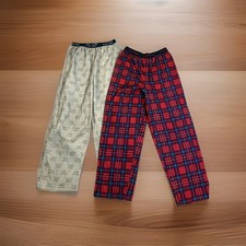 Calvin Klein Kids Sleep Pants 2Pair Set Red Plaid  Gray Logo S 7/8 Flame Resist