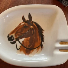 Horse Head Ashtray Equestrian  8.5x7 Ceramic MCM Great Detail