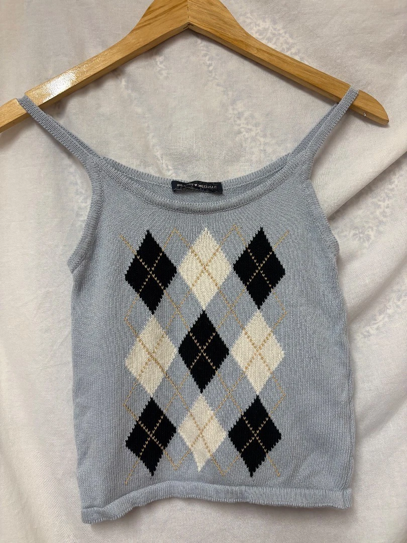 Top Court Décontracté Brandy Melville Avec Motif Alien Et Drapeau, Couleur Charbon Noir Pour Femme