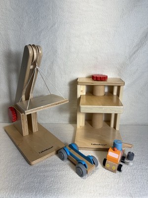 Lakeshore Wooden Block Play Crane & Elevator Simple Machines Montessori Cars