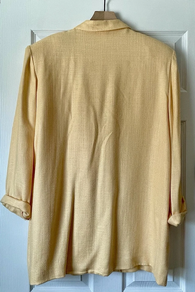 Blazer Traje Chaqueta Worthington Mujer Vintage Años 80 Amarillo Botón Lino Talla 18 Foto 2 de 4