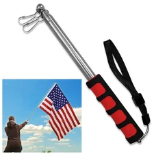 5ft Hand-Held Collapsible Flag Pole (Red) - Perfect for Tour Groups & Events