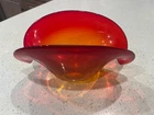 Murano 2 Position Clam Shell Trinket Bowl - Amberina Glows
