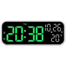 Large Digital Alarm Clock LED Temperature Voice Control Dual Alarm Snooze 12/24H