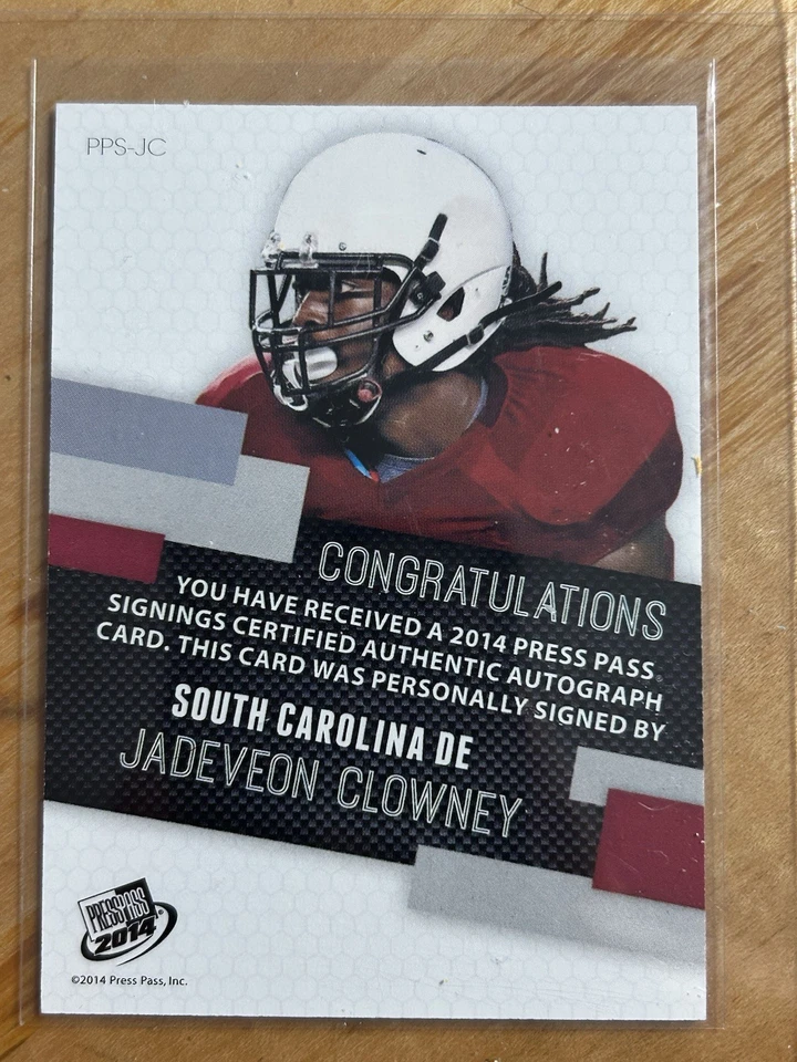 Firma de pase de prensa Jadeveon Clowney 2014 #PPS-JC rojo/5.  1 de 5 (AU, RC) automático Foto 2 de 2