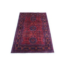 3'4" x 4'9" Red Afghan Khamyab Soft and Shiny Wool Hand Knotted Rug R72481