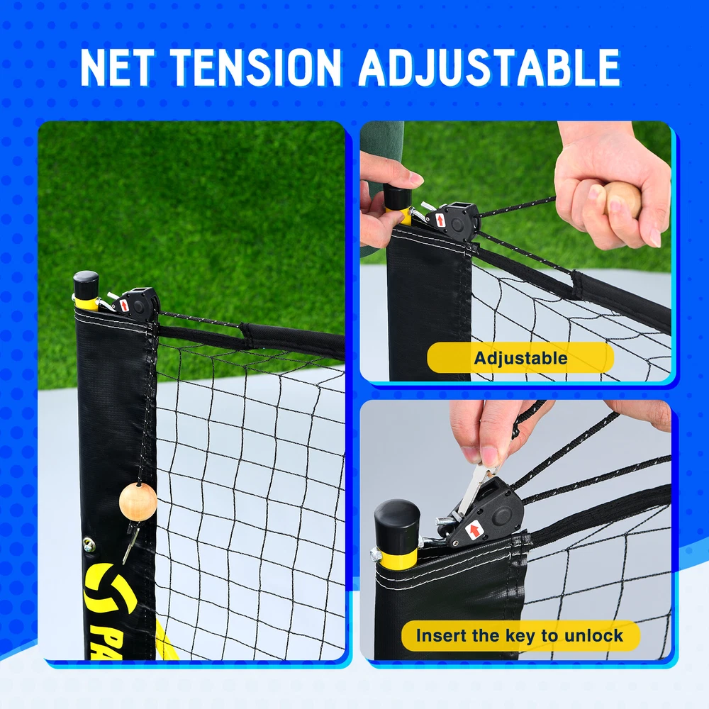 Portable Outdoor Pickleball Net Set with Wheels & Court Marking