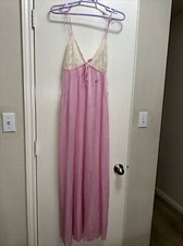 NWT Beautiful Vintage Diane Von Furstenberg 70s 80s Pink Lace Nightgown L