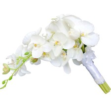 Artificial White Calla Lily Flower Cascading Waterfall Bridal Wedding Bouquet