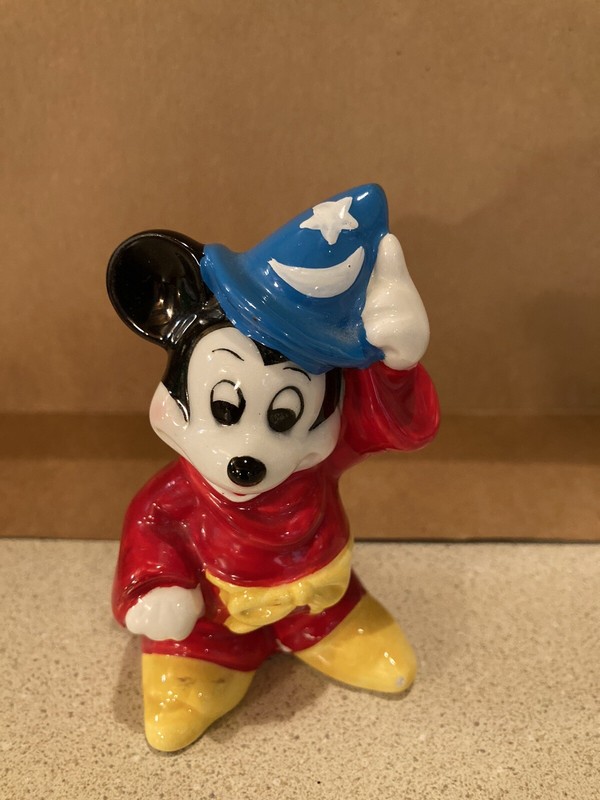 Vintage Disney Mickey Wizard Robes Hat Standing Ceramic Figurine Japan 4 inches