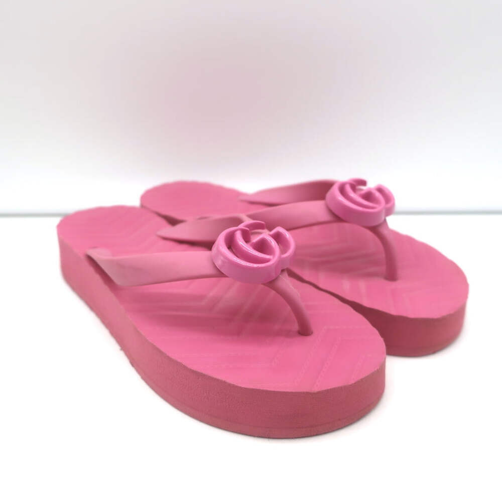 Gucci Pascar GG Marmont Platform Flip Flop Sandals Pink Size