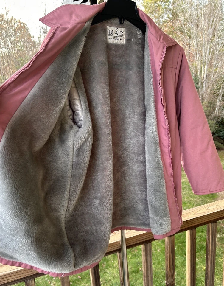 Blair Fur Lined Canvas Pink Chore Barn Jacket Coat Pockets Zip Up Faux Wmn Med. - Image 2 of 4