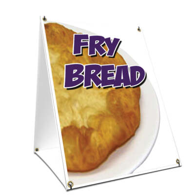 A-frame Sidewalk Sign Fry Bread With Graphics On Each Side