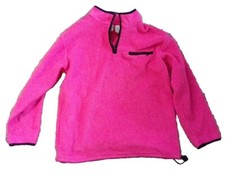 Vtg XL 16 Kids Sweater Green Dog Brand Pink And Black Half Zip Chest Pocket Y2k