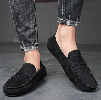 Aocase Mocassins Homme Slip-On Extra Large Cuir Daim - Respirants, Sans Lacets, Confort Quotidien & Randonnée, Noir Taille 45 (275 Mm)