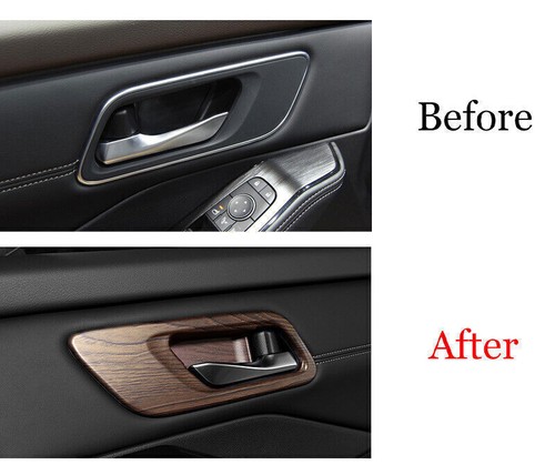 For Nissan Rogue X-trail 2021-2023 Wood Grain ABS Inner Door Bowl Cover Trim 4x - Picture 6 of 12
