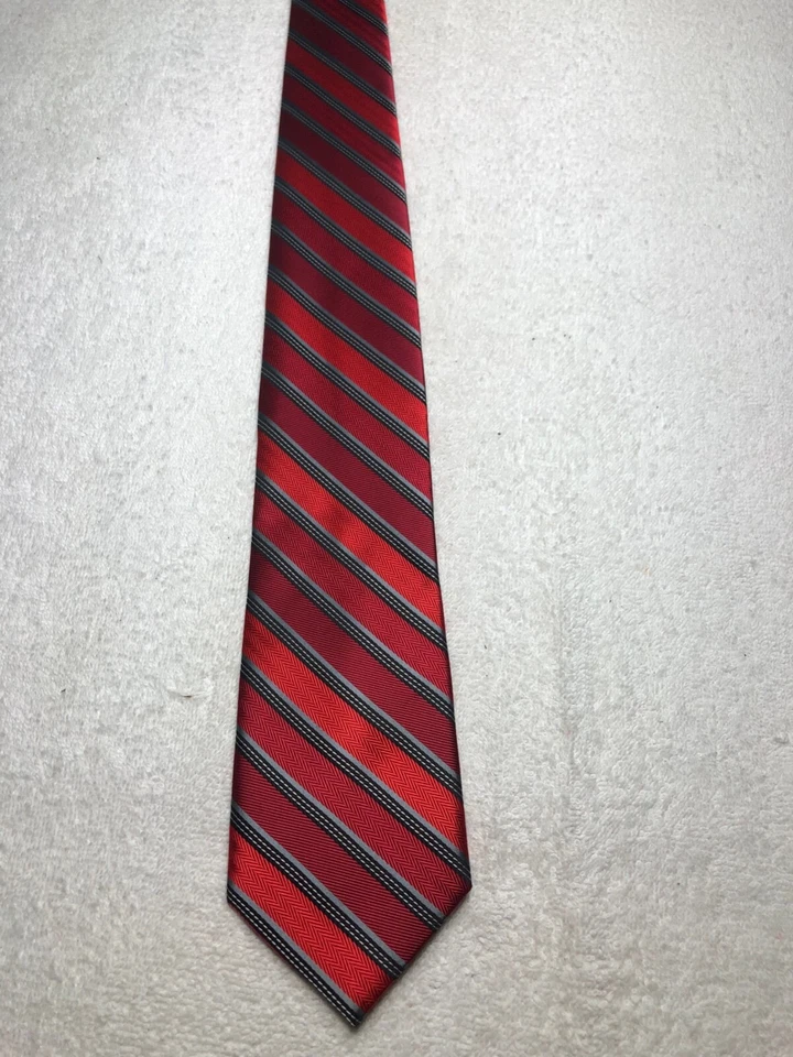 NICOLE MILLER CORBATA HOMBRE ROJO BORGOÑA CON RAYAS GRISES 3,5 X 59 Foto 2 de 4