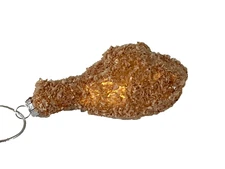 NEW 5.5" CRISPY FRIED CHICKEN LEG GLASS FOOD ORNAMENT FREE SHIP
