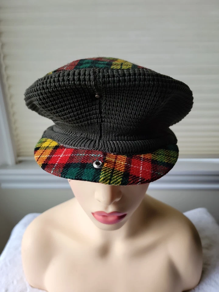 Vintage 1960s Autofit Newsboy Cap Cabbie Hat Plaid Made In Scotland Stretch S - Image 3 of 4