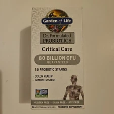 Garden of Life Probiotics Critical Care 80B CFU 30 Caps Exp 06/2026+