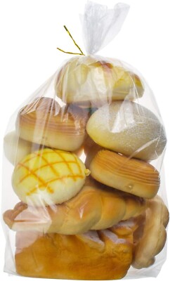 Brotfaltenbeutel - klare Plastiktüten für Laib, Brötchen für Zuhause backen, 50 Stück
