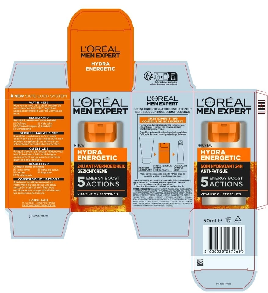 L'OREAL PARIS Men Expert Moisturiser For Men 50Ml (Hydra Energetic) - Cream - Image 2 of 3